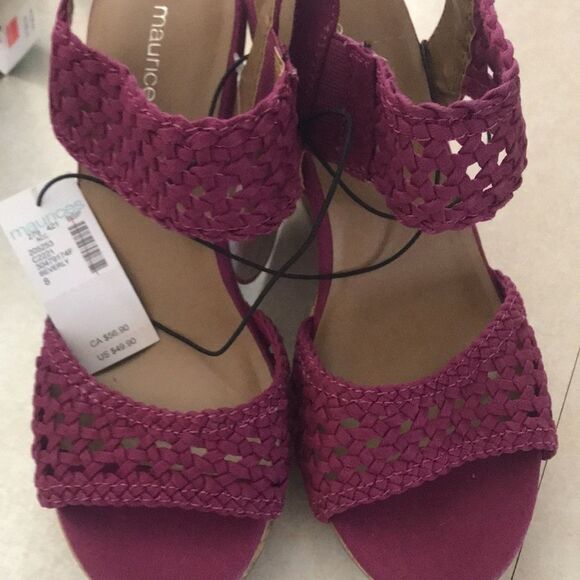 MAURICES Beverly Crochet Cork Heel Platform Wedge Sandals size 8 NWT - Picture 2 of 5